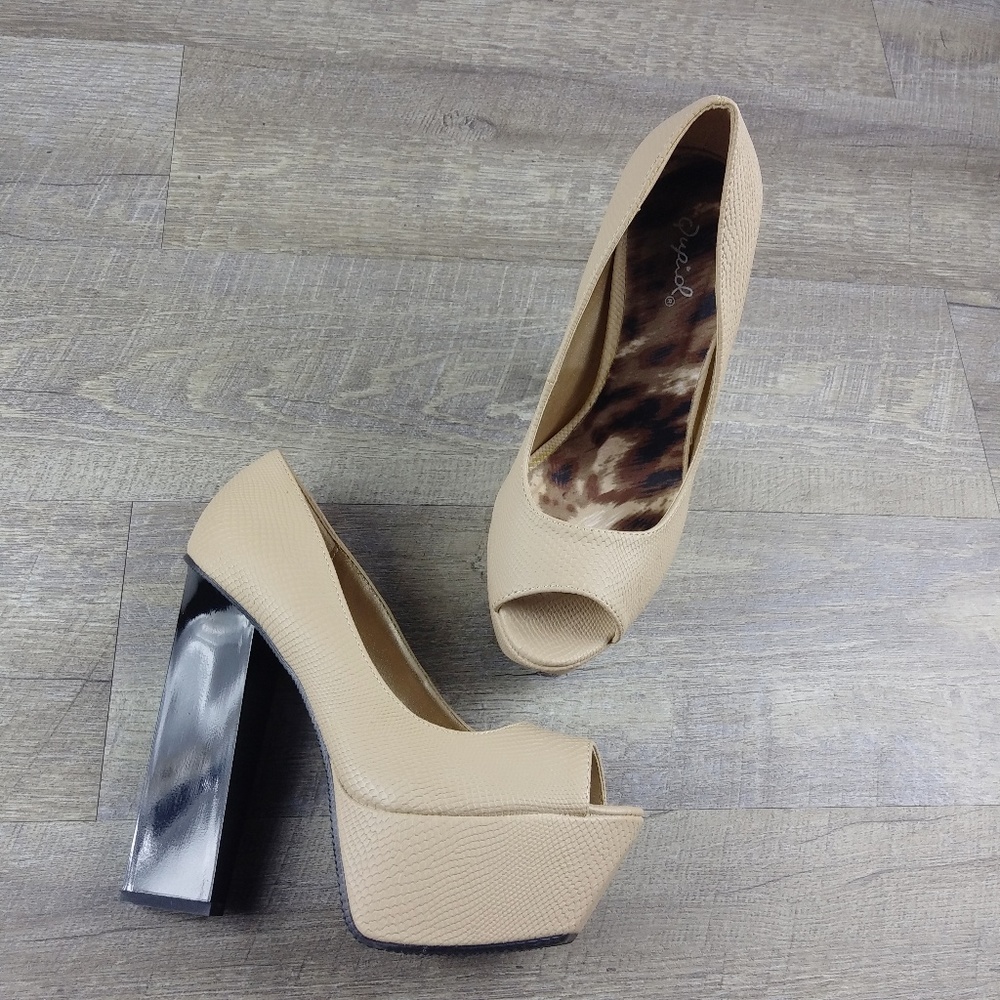 Peep Toe Platform Block Heel Pump